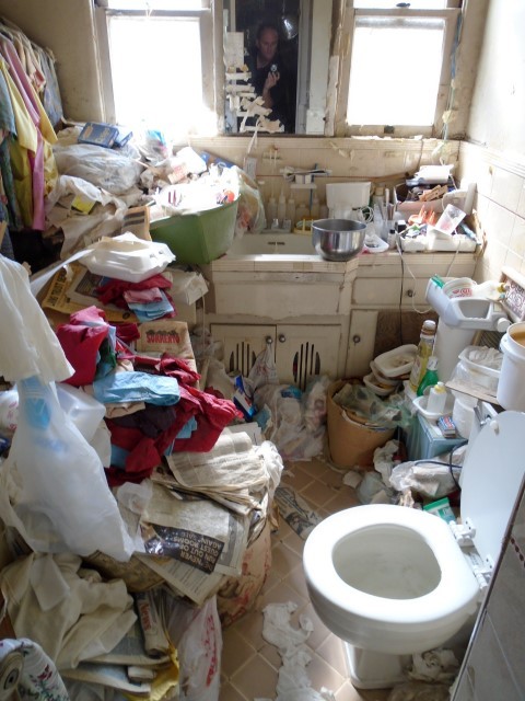 Hoarder's Bathroom Before