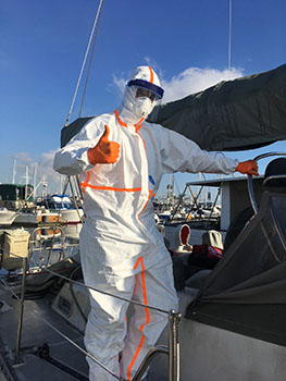 biohazard tech on a sailboat