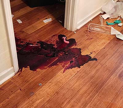 blood on a wood floor