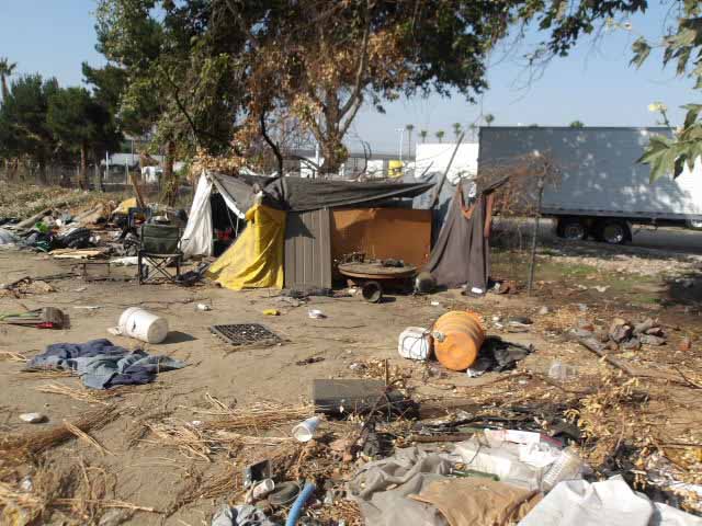 homeless encampment on private property