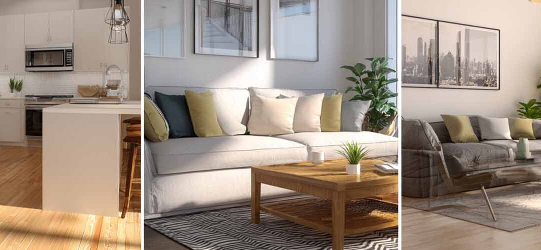 tri-section representing rental properties: apartments, condos, and homes